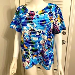 Rebecca Malone Petite Colorful Floral Shirt Women SZ PL